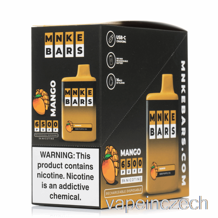 Mnke Bars 6500 Jednorázové (5-balení) Vape Bez Nikotinu